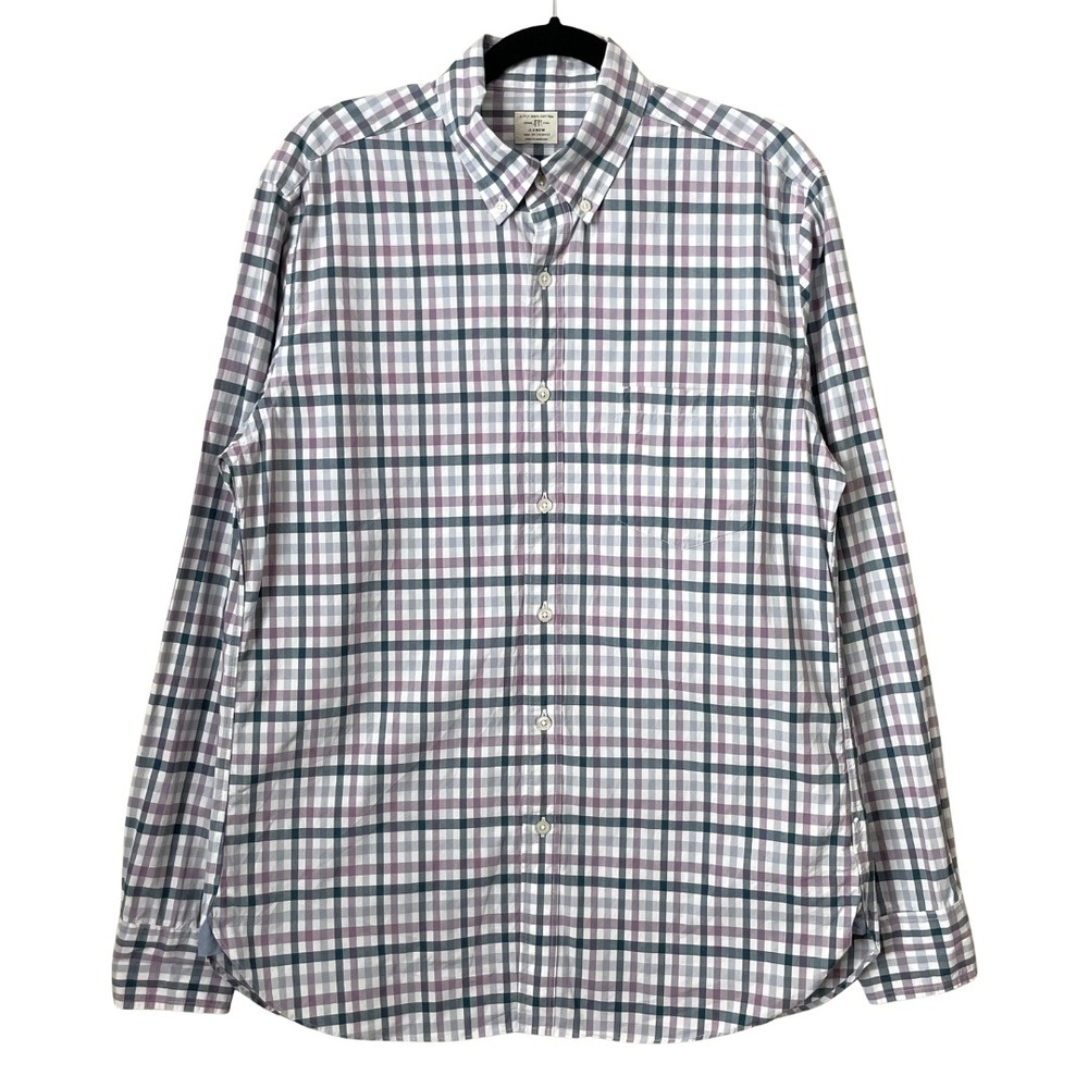 J. Crew Shirt‎ Mens Medium 2-Ply Cotton Plaid Button Down Long Sleeve Preppy